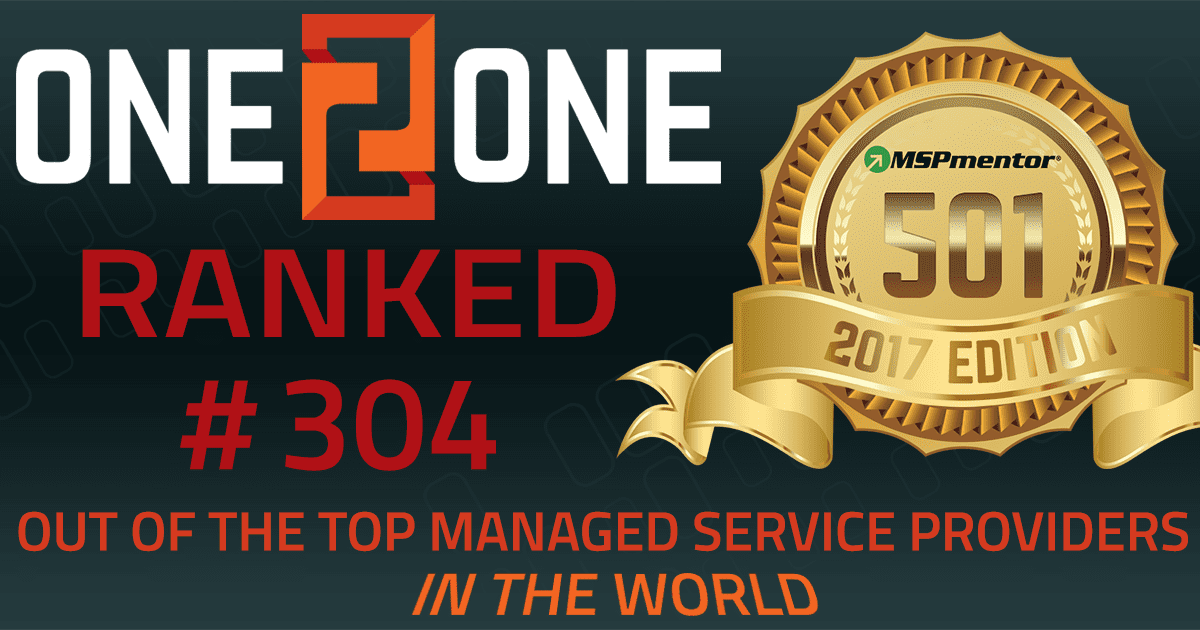 ONE 2 ONE Ranked 304 out of the top Managed Service Providers in the world